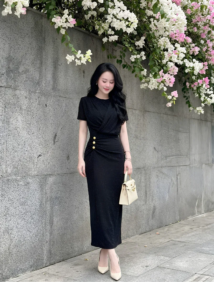 Đầm Body Nhũ Lưới Ánh Kim Cao Cấp