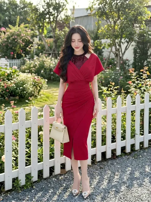 Đầm Cổ Yếm Umi Phối Kim Sa