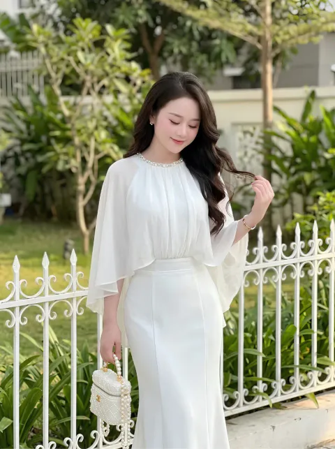 Đầm Đuôi Cá Phối Voan Cao Cấp