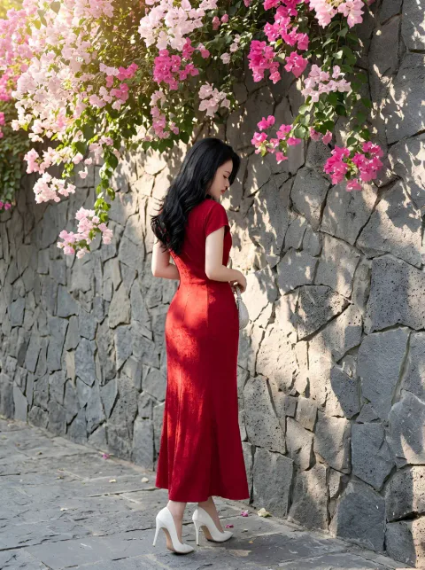 Đầm Cổ Yếm Nhũ Ánh Kim Cao Cấp