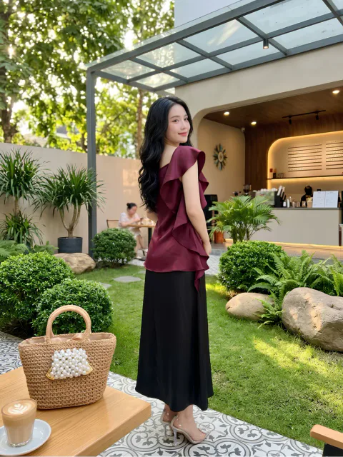 Set Lụa Châu Sa Cổ Đổ Kiêu Sa