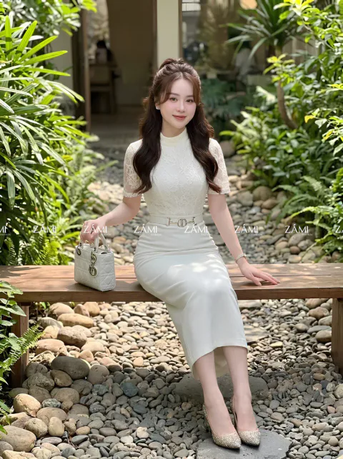 Đầm Dự Tiệc Phối Ren Sang Trọng
