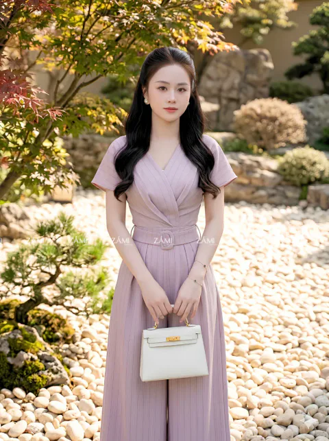 Jumpsuit Xước Thái Kẻ Sọc Thanh Lịch