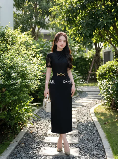 Đầm Dự Tiệc Phối Ren Sang Trọng
