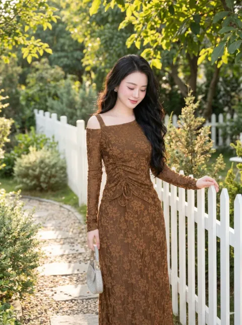 Set Ren Thiết Kế Tôn Dáng Trễ Vai Cao Cấp