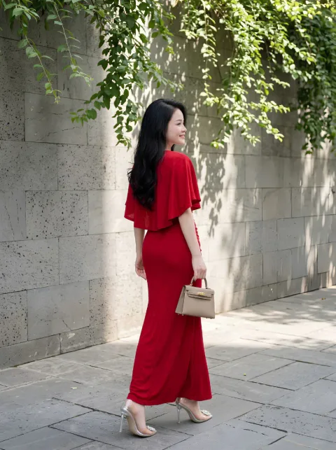 Đầm Cổ Vuông Tay Choàng Cánh Tiên Cao Cấp