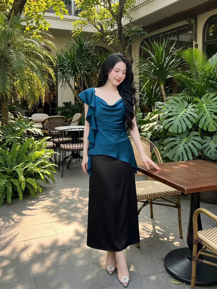 Set Lụa Châu Sa Cổ Đổ Kiêu Sa