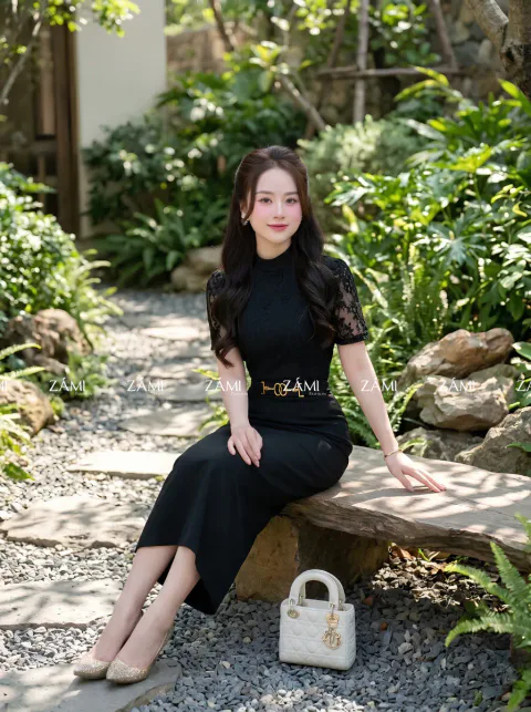 Đầm Dự Tiệc Phối Ren Sang Trọng