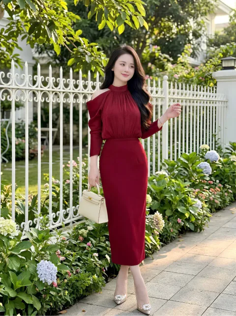 Đầm Body Umi Lụa Khoét Vai